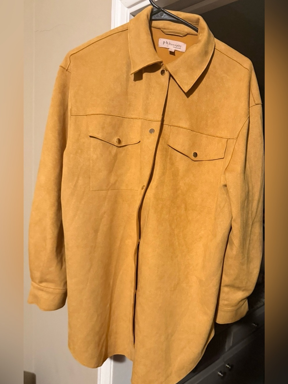 Philosophy Mens Suede Shirt Jacket - Mustard Yellow